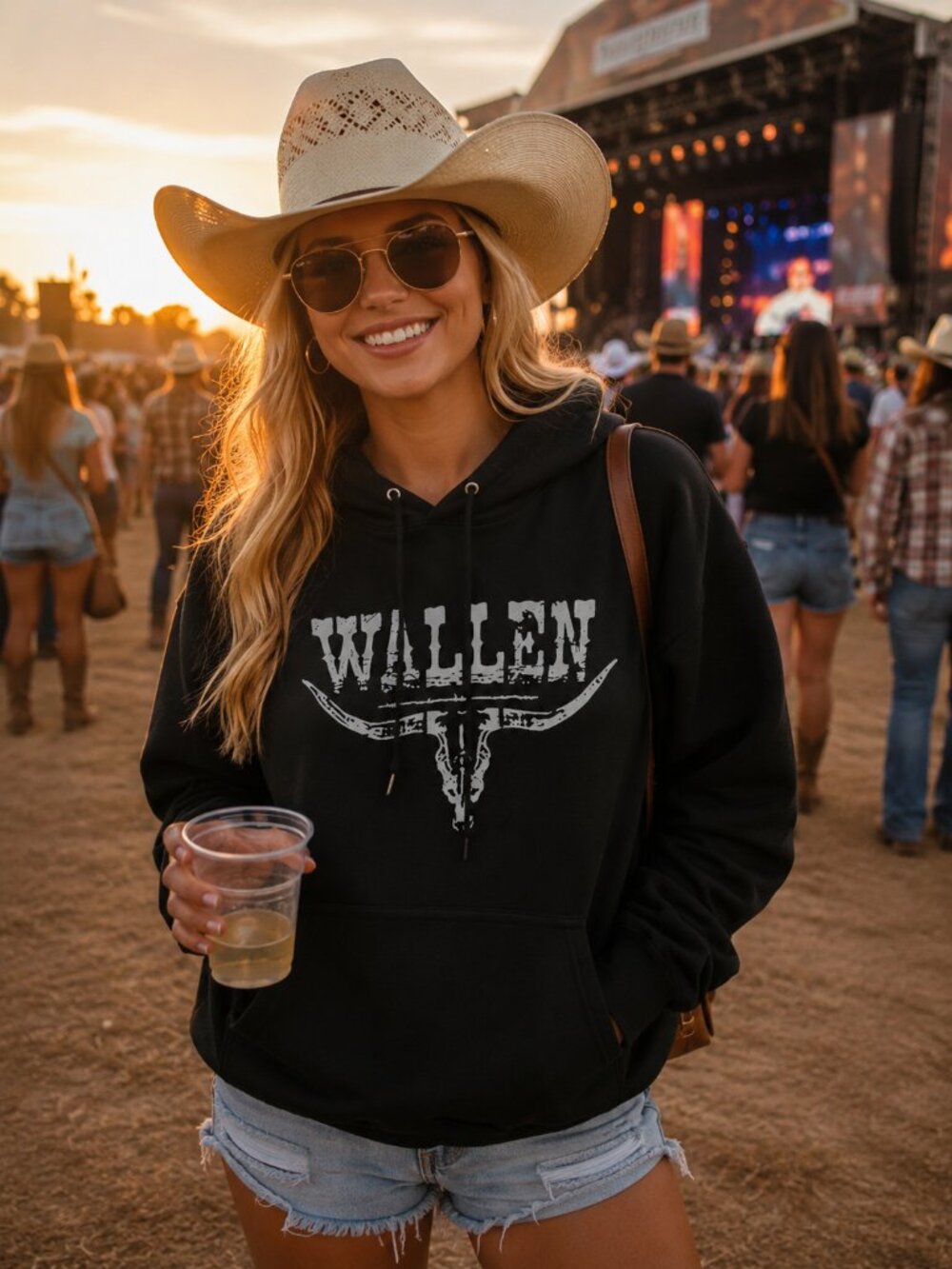 Ladies Morgan Wallen Band Hoodie -(MEDIUM)